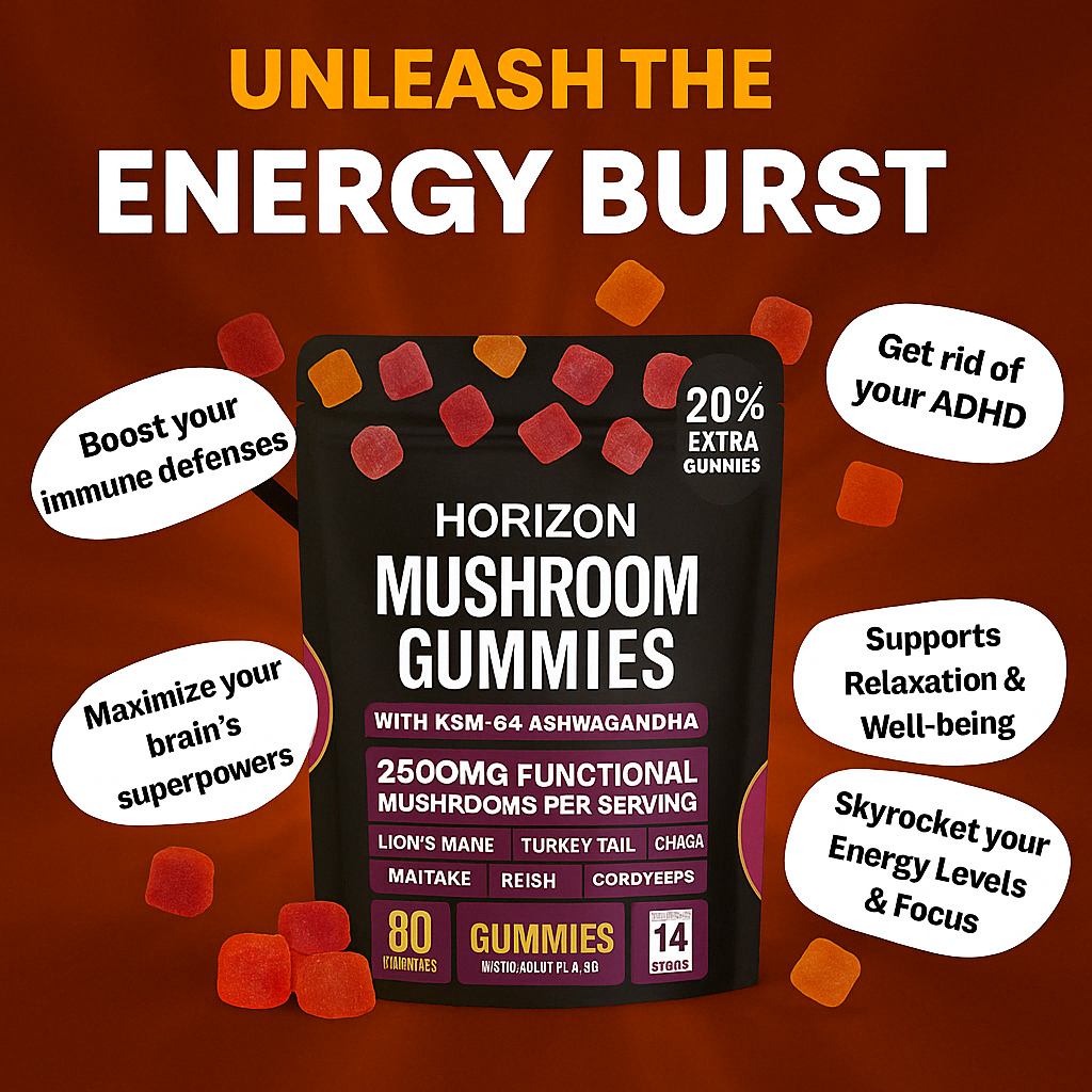 HORIZON™ Mushroom Ashwagandha Gummies (Buy 1 Get 1 Free — Today Only!)