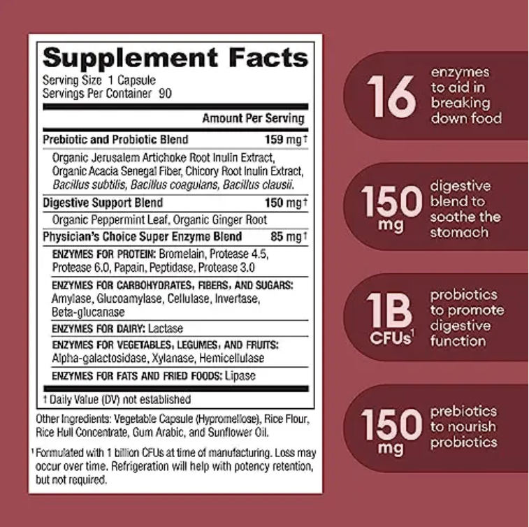 Physician's Choice Digestive Enzymes (3-in-1 Formula).